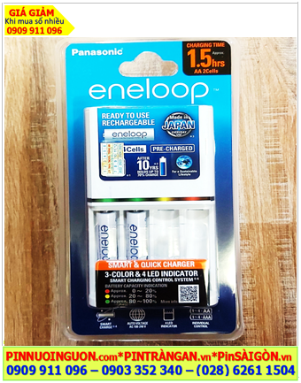Panasonic Eneloop BQ-CC55E _Bộ sạc pin nhanh 1.5 giờ Kèm 2 pin sạc Eneloop AAA800mAh 1.2v